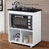 Balcão Para Cooktop 4 Bocas 1 Porta Salvia Kaiki Móveis Branco - 8