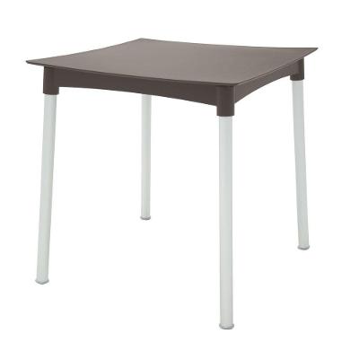 Mesa Quadrada Tramontina Diana Marrom Em Polipropileno Com Pernas De Alumínio Anodizado Tramontina