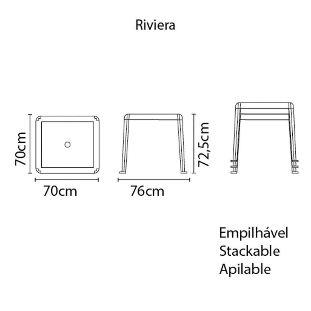 Mesa Quadrada Tramontina Riviera Basic Em Polipropileno Branco Tramontina - 4
