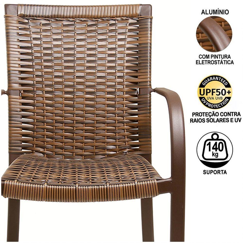 Kit 4 Cadeiras Fibra  Argila Mesa  Marrom Com  Bege - 2