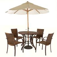 Kit 4 Cadeiras Fibra  Argila E Mesa  Marrom Com  Bege - 1