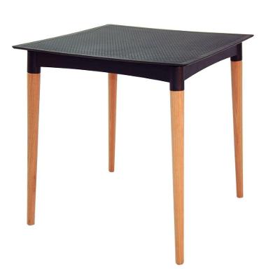 Mesa Tramontina Laura Rattan Em Polipropileno Preto Com Pernas De Madeira Tramontina