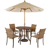 Kit 4 Cadeiras Fibra  E Mesa  Marrom Com  Bege - 1