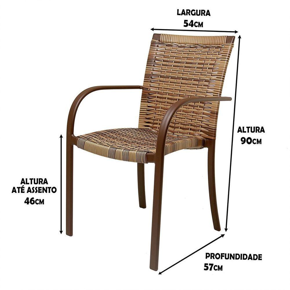 Kit 4 Cadeiras Fibra  Com Mesa  Marrom E  Bege - 4