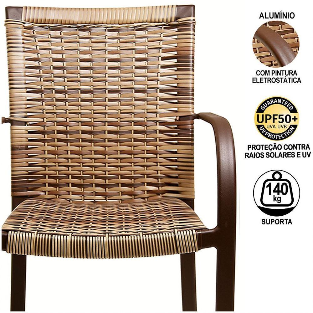 Combo 4 Cadeiras Fibra  E Mesa  Marrom E  Bege - 2