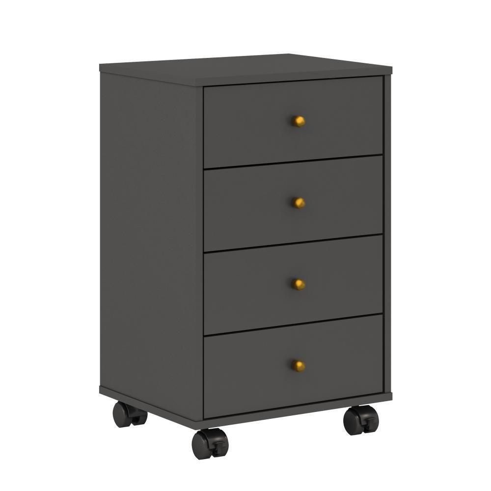 Gaveteiro Com Rodízios Lion Mitchell Grafito - 1