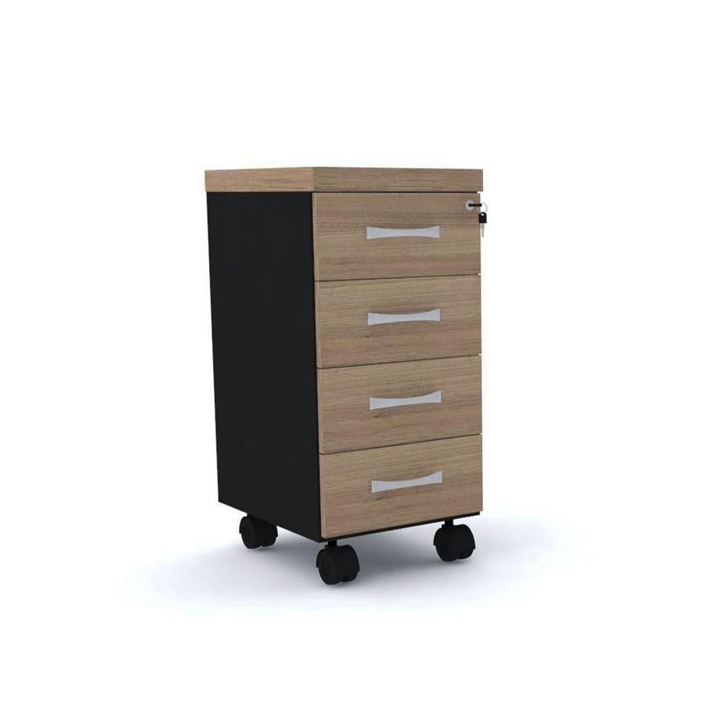 Gaveteiro Volante 4 Gavetas Com Chaves Pe40 Em Mdp Noce Naturalle - 1