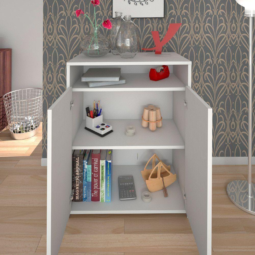 Balcão Multiuso Escritório Sala Cool A02 02 Portas Branco - 9