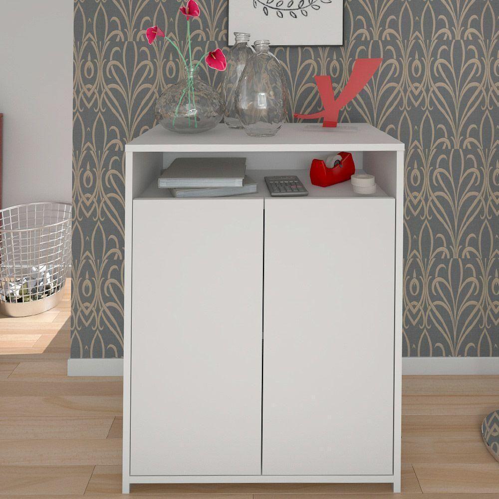 Balcão Multiuso Escritório Sala Cool A02 02 Portas Branco - 10