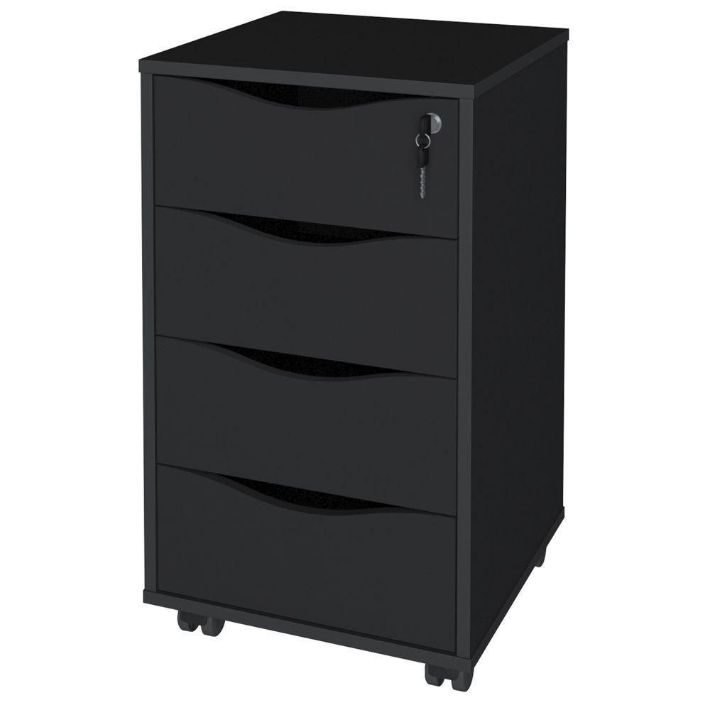 Gaveteiro Para Escritório 04 Gavetas Bit A2 Preto - 1