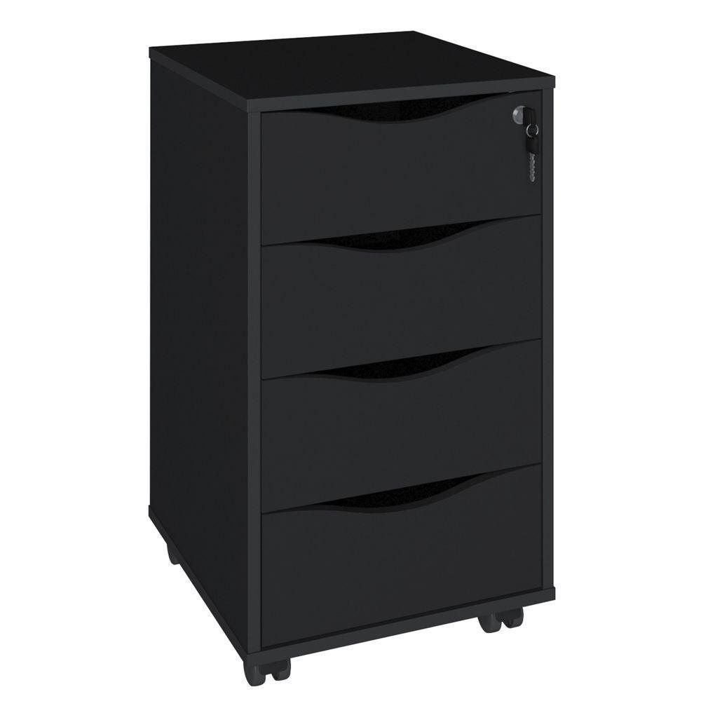 Gaveteiro Para Escritório 04 Gavetas Bit A2 Preto - 4