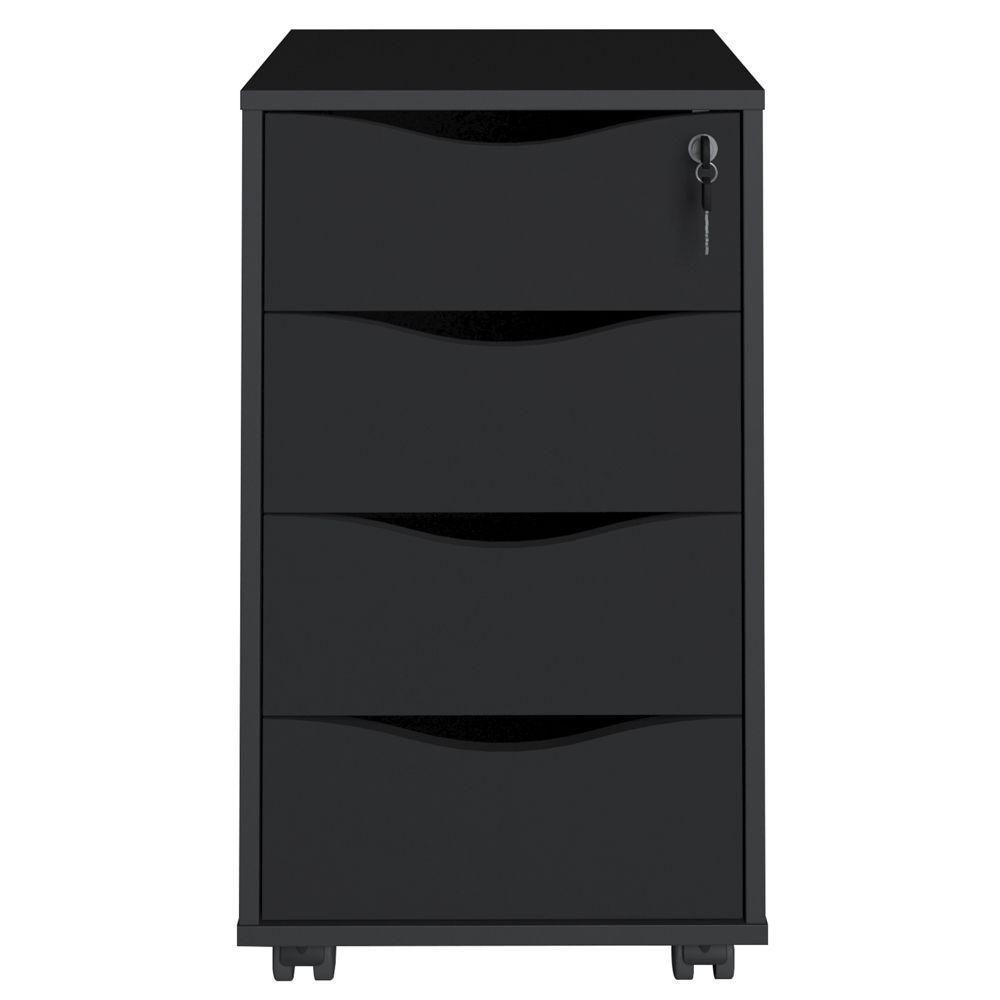 Gaveteiro Para Escritório 04 Gavetas Bit A2 Preto - 7