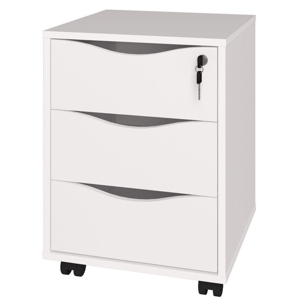 Gaveteiro Para Escritório 03 Gavetas Branco - 1