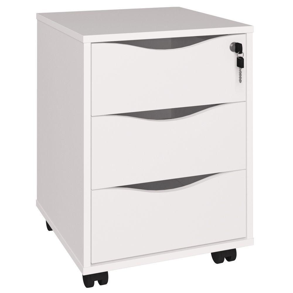 Gaveteiro Para Escritório 03 Gavetas Branco - 3