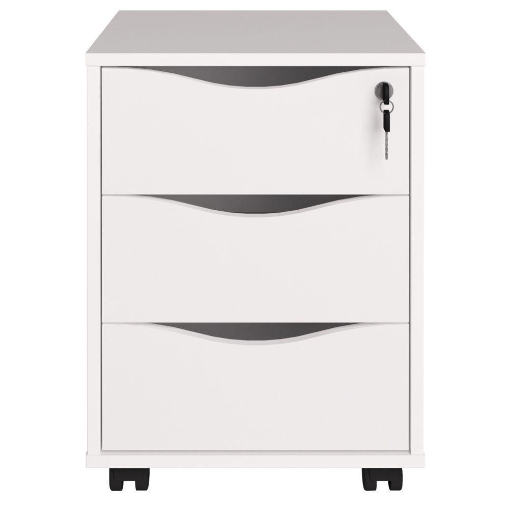 Gaveteiro Para Escritório 03 Gavetas Branco - 6