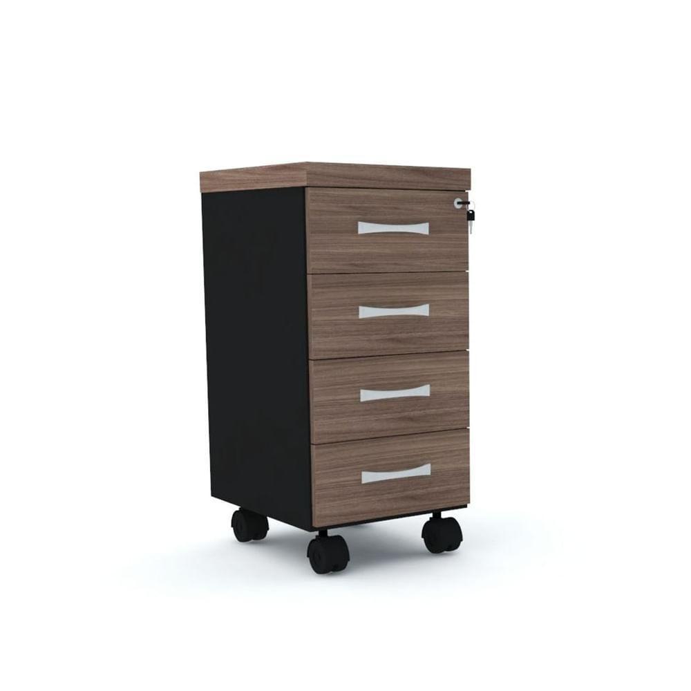 Gaveteiro Volante 4 Gavetas Com Chaves Pe40 Em Mdp Walnut - 1