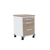 Gaveteiro Volante 3 Gavetas Com Chaves Pe25 Em Mdp Noce Naturalle E Branco - 1