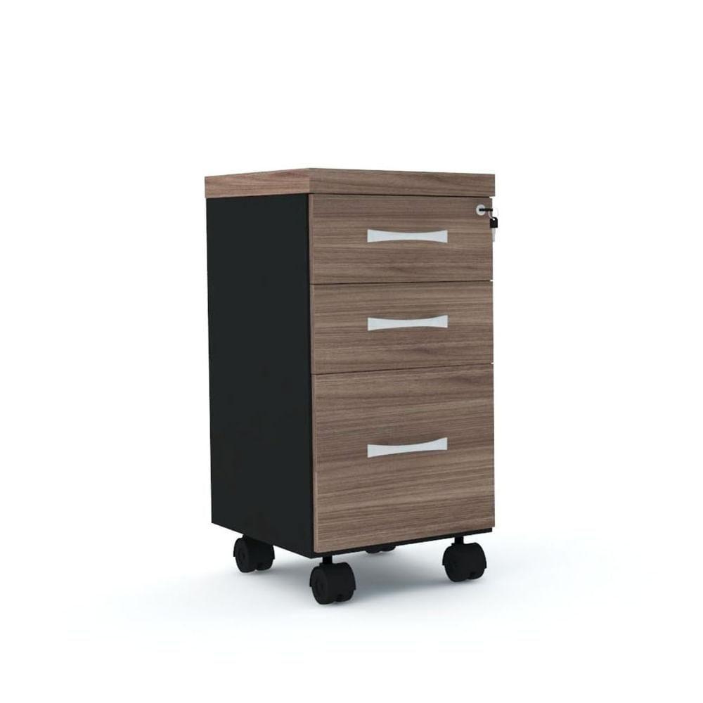 Gaveteiro Volante 3 Gavetas Com Chaves Pe40 Em Mdp Walnut - 1