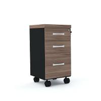 Gaveteiro Volante 3 Gavetas Com Chaves Pe40 Em Mdp Walnut - 1