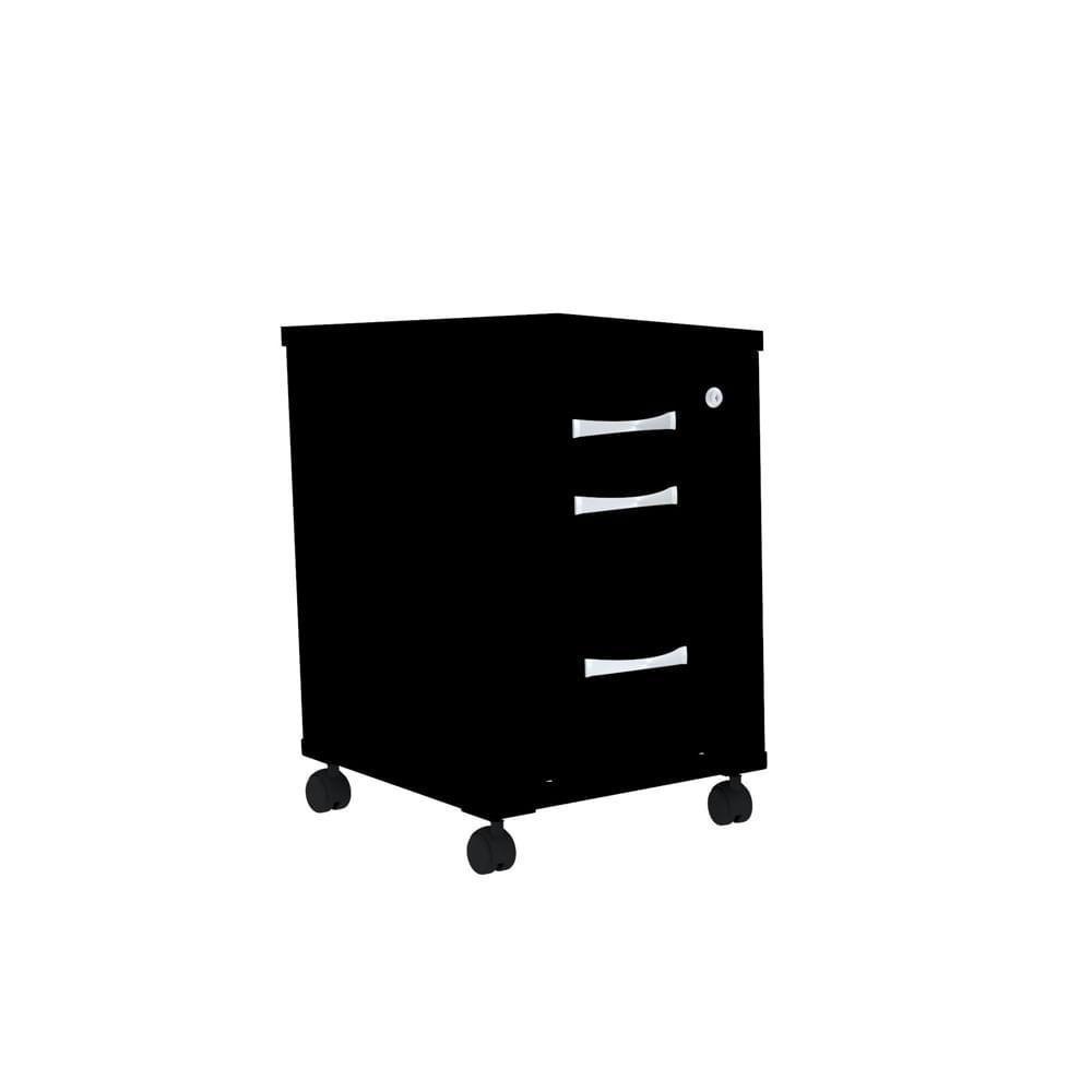 Gaveteiro Volante 3 Gavetas Com Chaves Pe25 Em Mdp Preto - 1