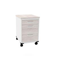 Gaveteiro Volante 3 Gavetas Com Chaves Pe25 Em Mdp Nogueira Casablanca E Branco - 1