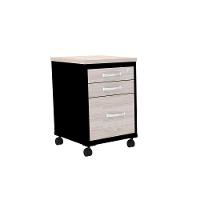 Gaveteiro Volante 3 Gavetas Com Chaves Pe25 Em Mdp Nogueira Casablanca E Preto - 1