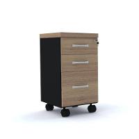 Gaveteiro Volante 3 Gavetas Com Chaves Pe40 Em Mdp Noce Naturalle - 1