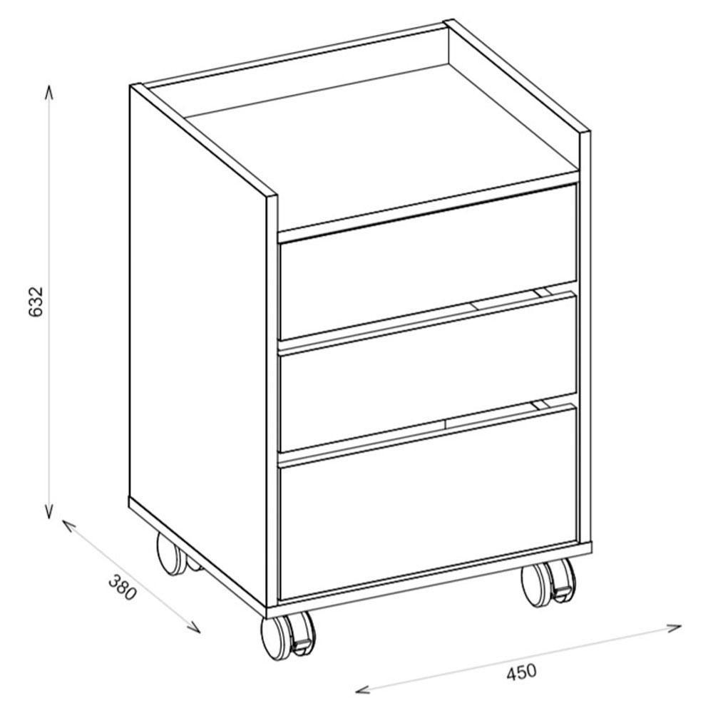 Gaveteiro Escritório Organizador Studio 3 Gavetas Caemmun - 2