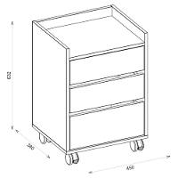 Gaveteiro Escritório Organizador Studio 3 Gavetas Caemmun