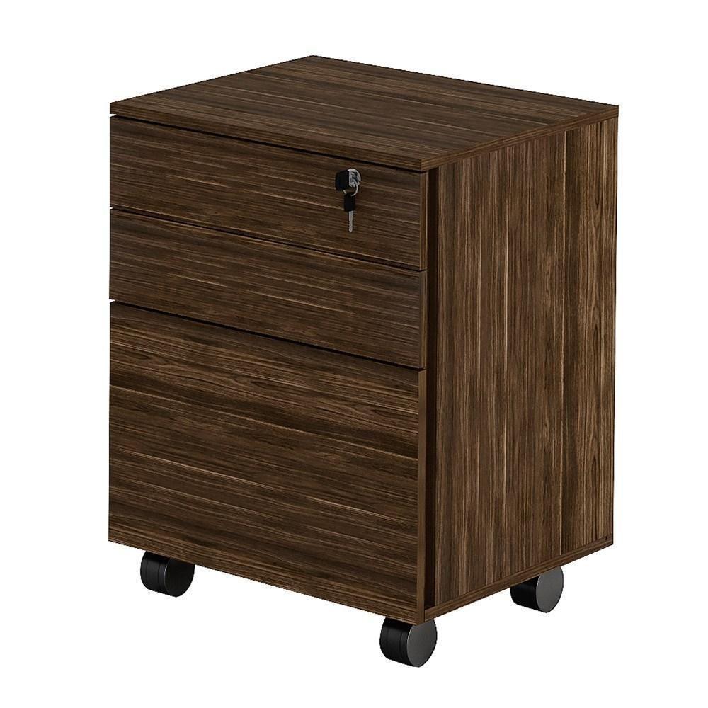 Gaveteiro 3 Gavetas Com Rodízios Me4148 Nogal - 1