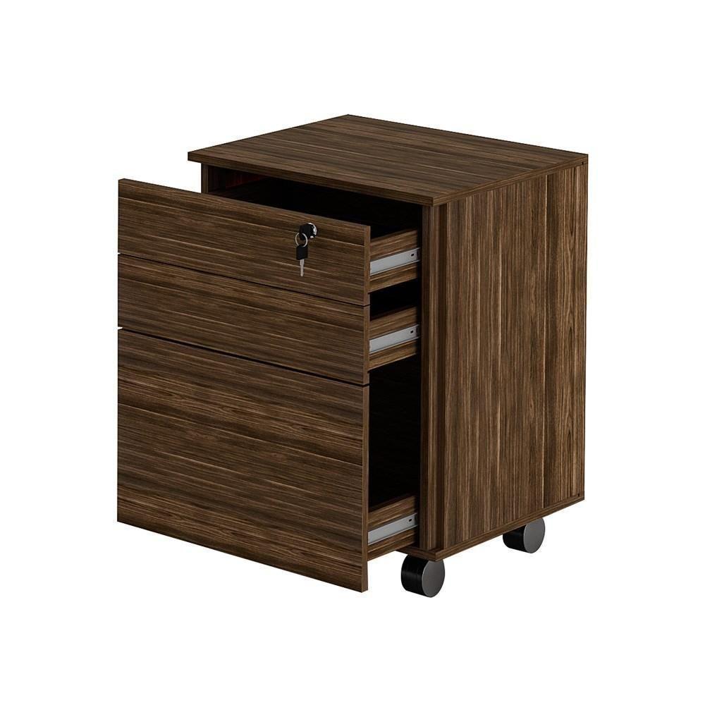 Gaveteiro 3 Gavetas Com Rodízios Me4148 Nogal - 3