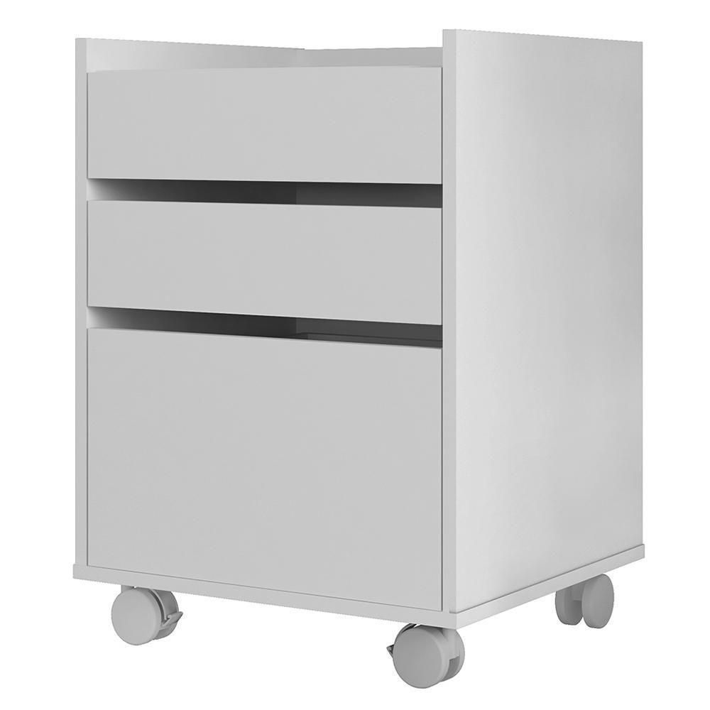 Gaveteiro 3 Gavetas Para Escritório Branco Meta Caemmun - 3