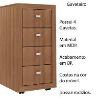 Gaveteiro Para Escritório Home Office Me4133 Mdp Amendoa - 5