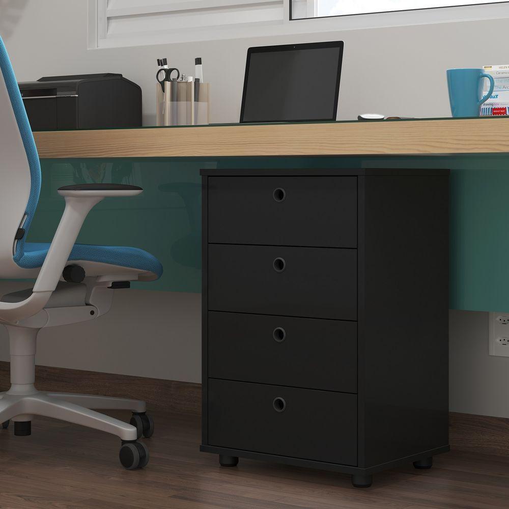 Gaveteiro Escritório Classic 4 Gavetas Preto - 1