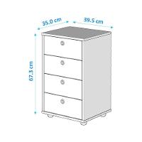 Gaveteiro Escritório Classic 4 Gavetas Preto - 3