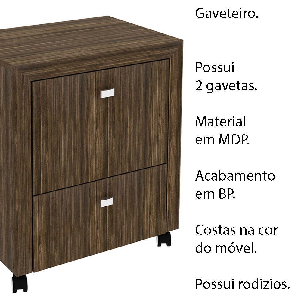 Gaveteiro Para Escritório Home Office Me4112 Mdp Nogal - 3