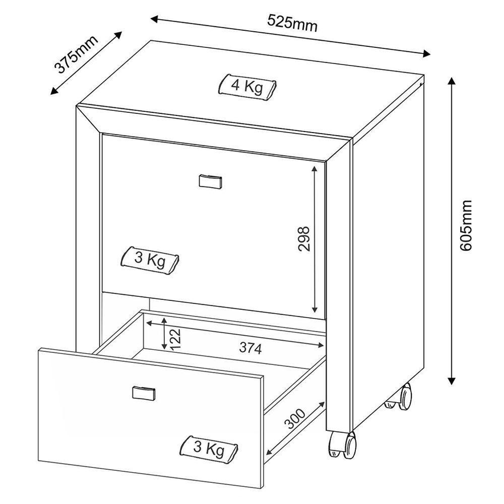 Gaveteiro Para Escritório Home Office Me4112 Mdp Nogal - 5