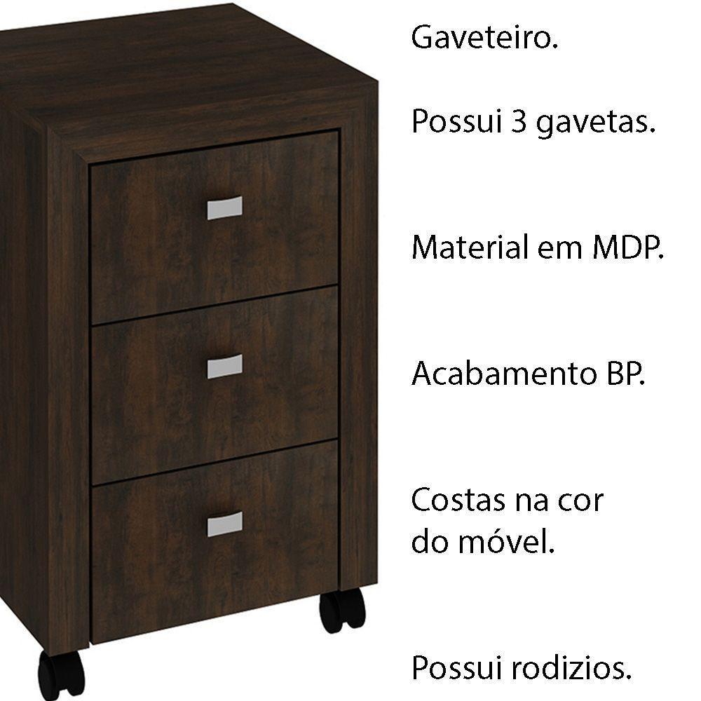 Gaveteiro Para Escritório Home Office Me4108 Mdp Rustico - 5