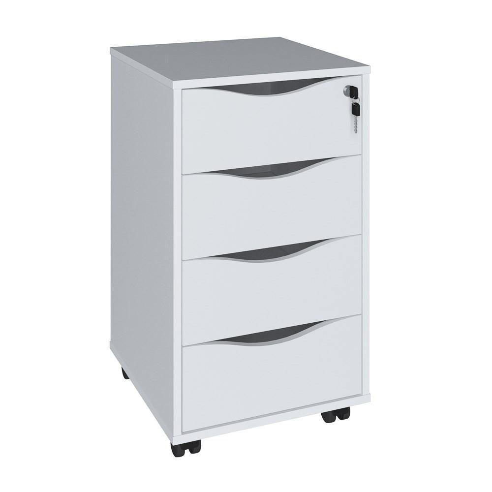 Gaveteiro 4 Gavetas Pés Rodízios Mobile Bit Branco - Artany - 1