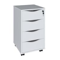 Gaveteiro 4 Gavetas Pés Rodízios Mobile Bit Branco - Artany - 1