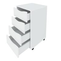 Gaveteiro 4 Gavetas Pés Rodízios Mobile Bit Branco - Artany - 3