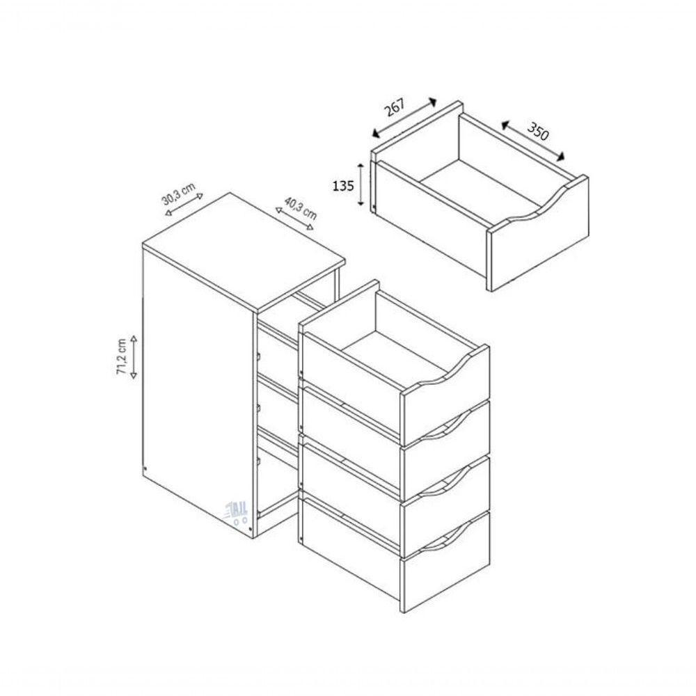 Multiuso 4 Gavetas Gaveteiro - 2