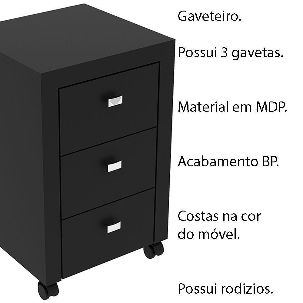 Gaveteiro Para Escritório Home Office Me4108 Mdp Preto - 5