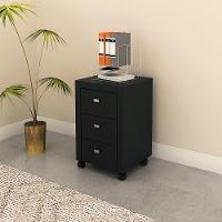 Gaveteiro Para Escritório Home Office Me4108 Mdp Preto