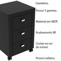 Gaveteiro Para Escritório Home Office Me4108 Mdp Preto - 5