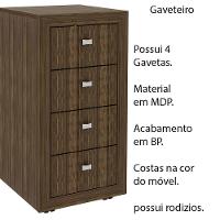 Gaveteiro Para Escritório Home Office Me4133 Mdp Nogal - 5