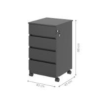 Arquivo Com 4 Gavetas Verbena Preto Onix - 2