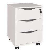 Gaveteiro 3 Gavetas Pés Rodízios Mobile Face Branco - 1