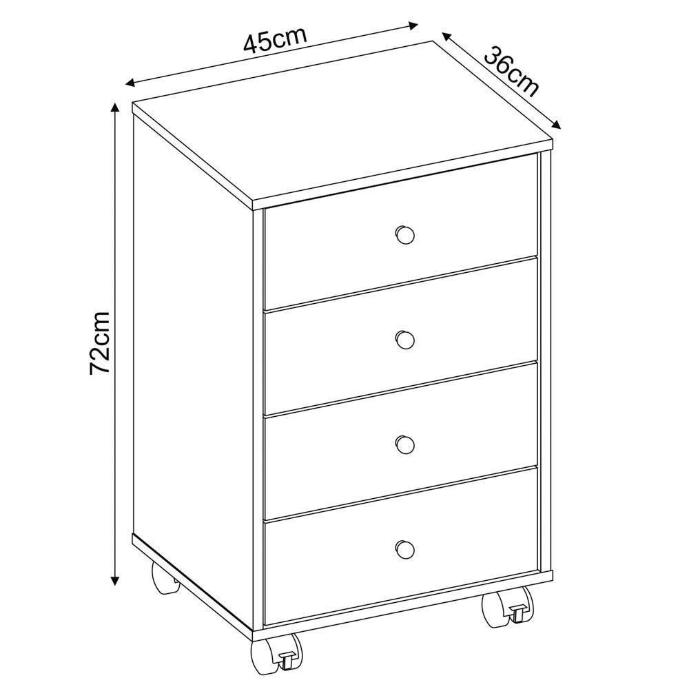 Gaveteiro Office 4 Gavetas Com Rodízios Presence D02 Branco - 3