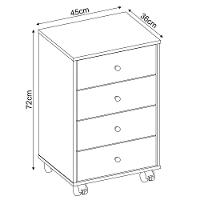 Gaveteiro Office 4 Gavetas Com Rodízios Presence D02 Branco - 3